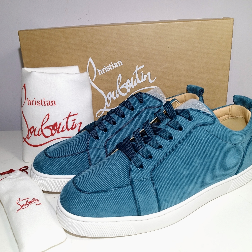 NEW CHRISTIAN LOUBOUTIN RANTULOW ORLATO FLAT BLUE SZ 42 / 9 - Picture 4 of 16